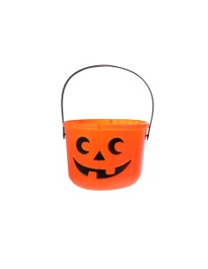 Cubo Calabaza Halloween Cesta Chuches - Cubos de Plástico con Diseño de Calabaza para Recoger Dulces, Cubo Recolectora con Asa