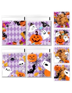 PIPABD 100 Piezas Bolsas Chuches Halloween, Bolsas de Caramelos para Truco o Trato, Regalo para Fiestas de Halloween 10 * 10(B)