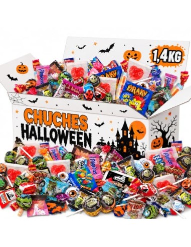 IAMI Caja de Chuches Surtidas Halloween 1,4 kg con +200 Caramelos Envueltos | Piruletas, gominolas de frutas y caramelo