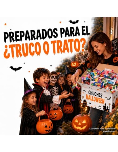 IAMI Caja de Chuches Surtidas Halloween 1,4 kg con +200 Caramelos Envueltos | Piruletas, gominolas de frutas y caramelo