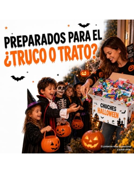 IAMI Caja de Chuches Surtidas Halloween 1,4 kg con +200 Caramelos Envueltos | Piruletas, gominolas de frutas y caramelo
