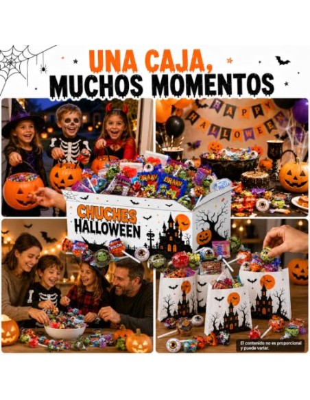 IAMI Caja de Chuches Surtidas Halloween 1,4 kg con +200 Caramelos Envueltos | Piruletas, gominolas de frutas y caramelo