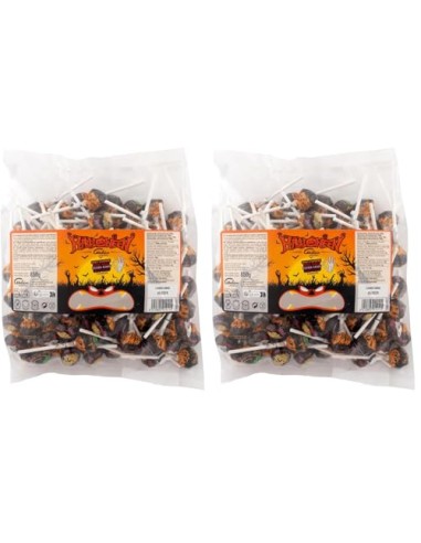 Caramelos Cerdán - Caramelo con Palo Halloween - Bolsa de 100 Unidades | Sin Gluten ni Alérgenos | Chupachup ideal para