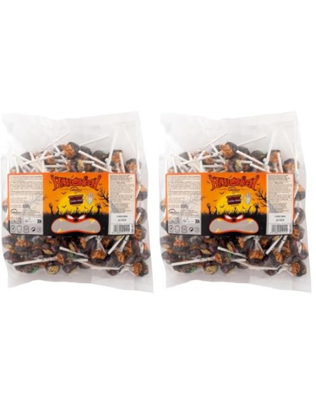 Caramelos Cerdán - Caramelo con Palo Halloween - Bolsa de 100 Unidades | Sin Gluten ni Alérgenos | Chupachup ideal para