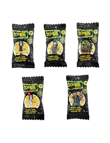 Caramelos Cerdán - Piruletas con Forma de Pie con Pica Pica Zombie | Estuche 40 uds | Pintalenguas Fresa, Cola, Frutas del