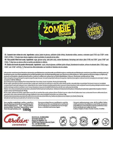 Caramelos Cerdán - Piruletas con Forma de Pie con Pica Pica Zombie | Estuche 40 uds | Pintalenguas Fresa, Cola, Frutas del