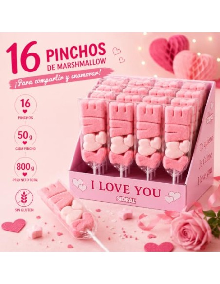 HALLOWEEN Sidral Piruletas Marshmallow, 16 Unidades, 28 gr.