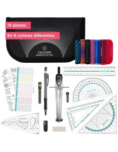 CALCUSO Juego de Geometría PRO con compás y transportador
