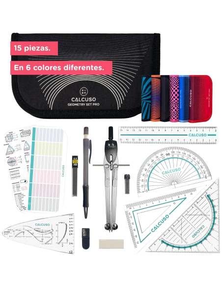 CALCUSO Juego de Geometría PRO con compás y transportador