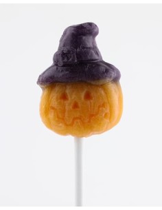 Piruletas Halloween. Caramelo con Palo en forma de Calabaza y Fantasma. Sabor cereza. Sin Gluten ni Alérgenos. Bote de 100 2
