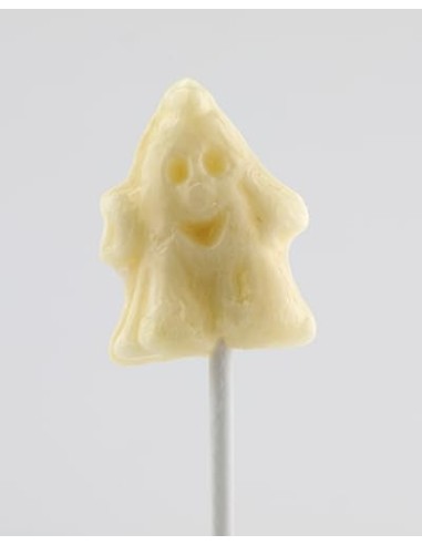 Piruletas Halloween. Caramelo con Palo en forma de Calabaza y Fantasma. Sabor cereza. Sin Gluten ni Alérgenos. Bote de 100
